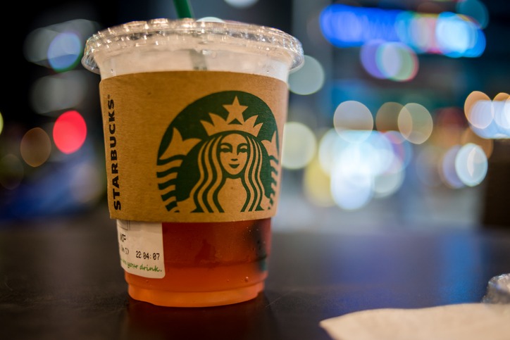 Busan, Korea-June 22,2017:Starbucks at night at Busan Bokeh
