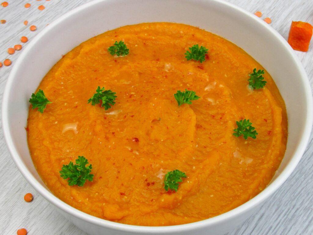 Soup puree with pumpkin and lentils image