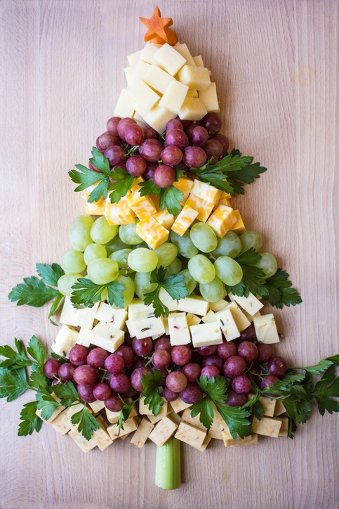 Fruit and cheese christmas tree