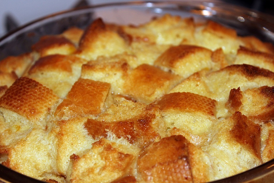 freshly baked bread pudding