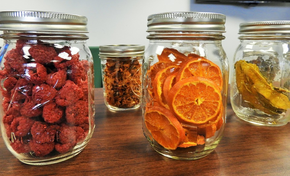 dried fruits in jars