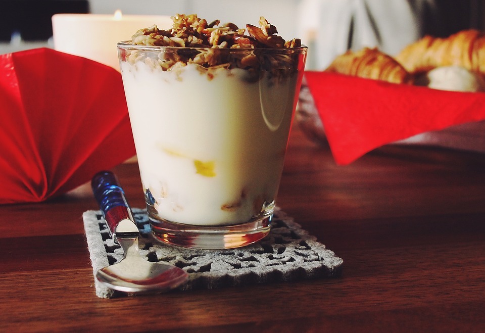 parfait in a small glass on the table