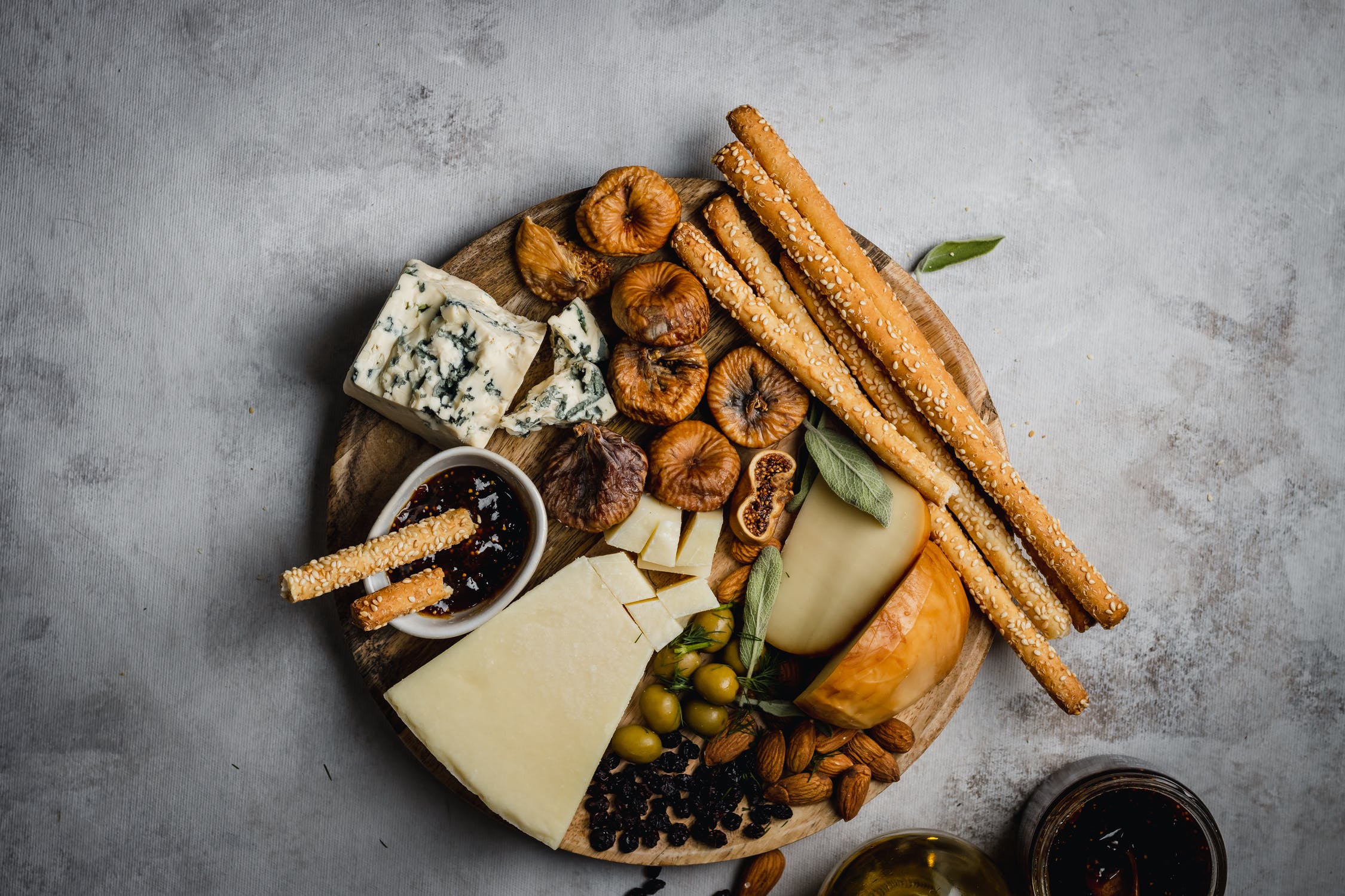 cheese board with bread and crackers