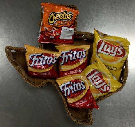 Texas-shaped basket with chips