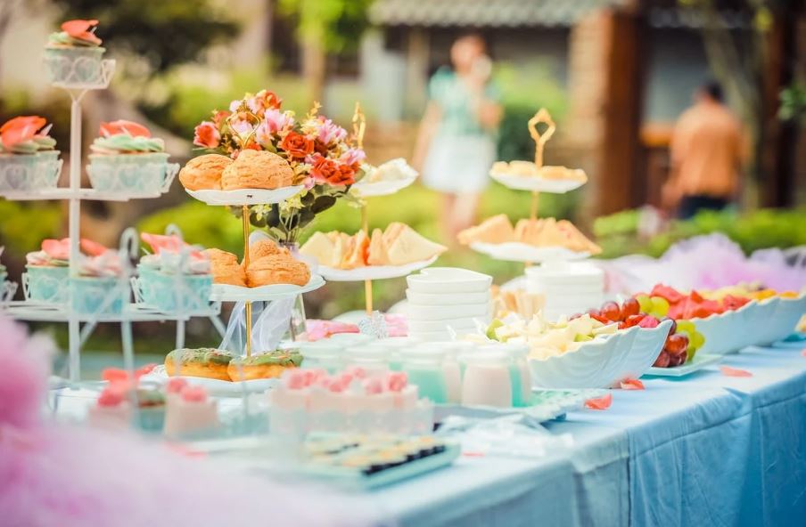 A simple buffet table with desserts